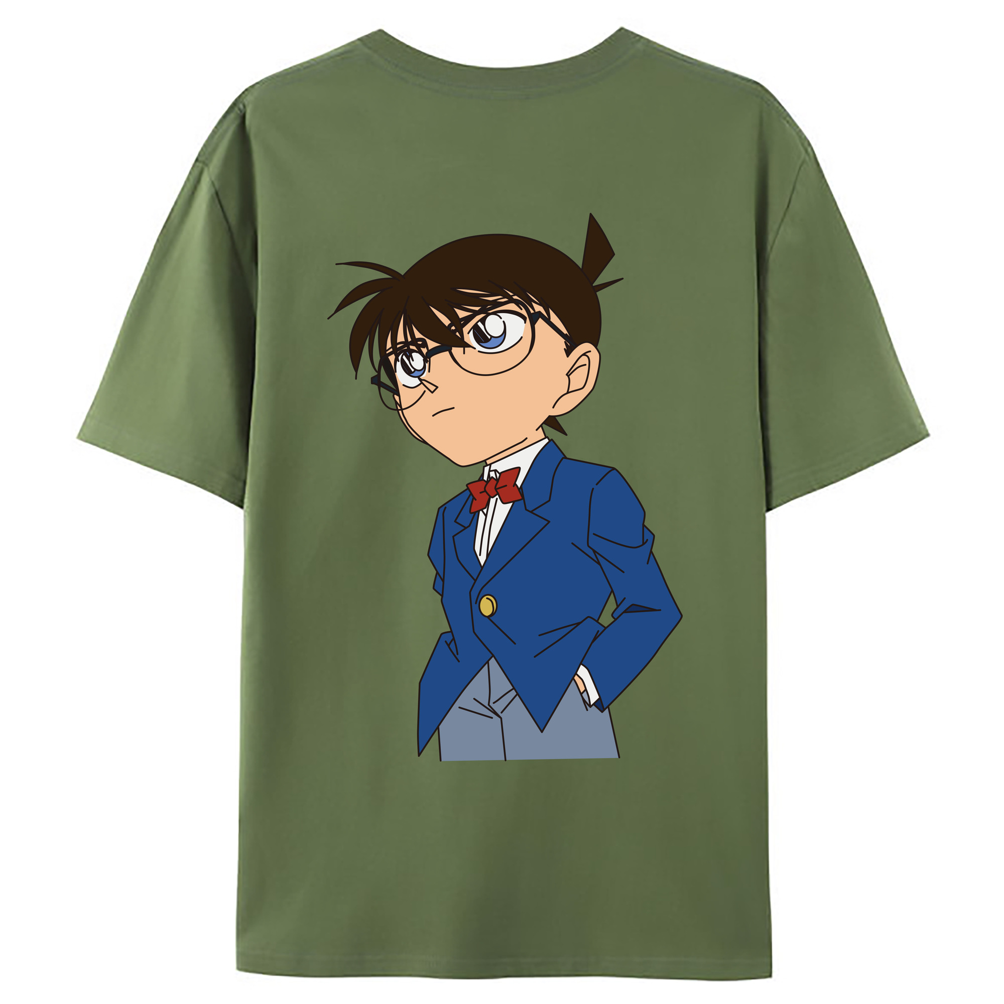 （画像用） 名探偵コナン 江戸川 コナン Detective Conan Conan Edogawa 綿100％ メンズ半袖Tシャツ（バックプリント） 通気性